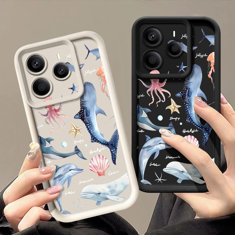 Xiaomi Redmi Note 14 - Niedliche Delfin-Muster Weiche Hülle für Xiaomi