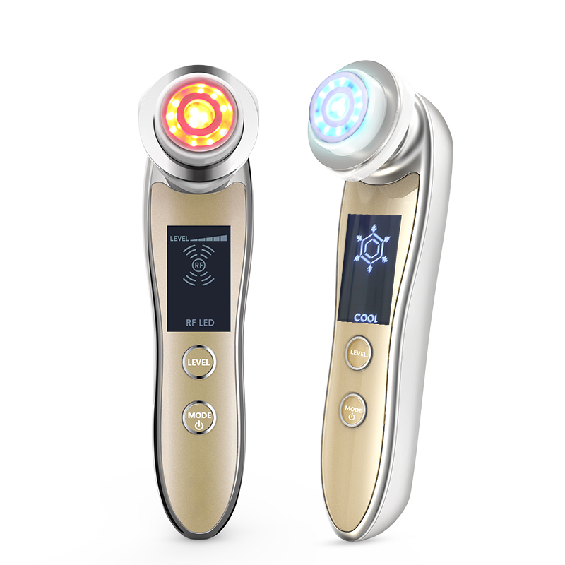 Galvanic Skin Sensor - 5-in-1 RF-Gesichtsmassagegerät mit Kaltmikrostrom, Hautstraffungsgerät, LED-Anti-Aging-Schönheitspflegegerät,