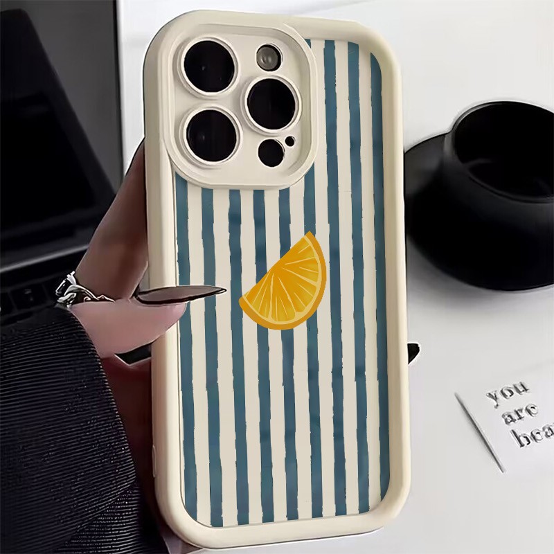 Apple Iphone 15 - Gestreifte Zitronenscheiben-Muster-Handyhülle für iPhone 17 16